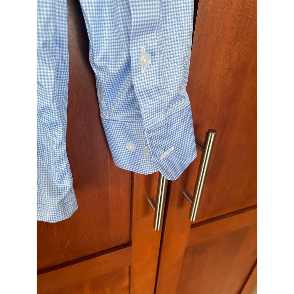 Collars and Co Polo Shirt Semi Spread Collar Blue Houndstooth Size XL NEW - Picture 6 of 10